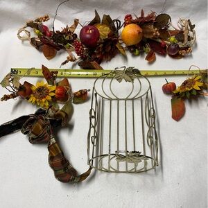 Decorative Metal Basket  with Autumn Accents